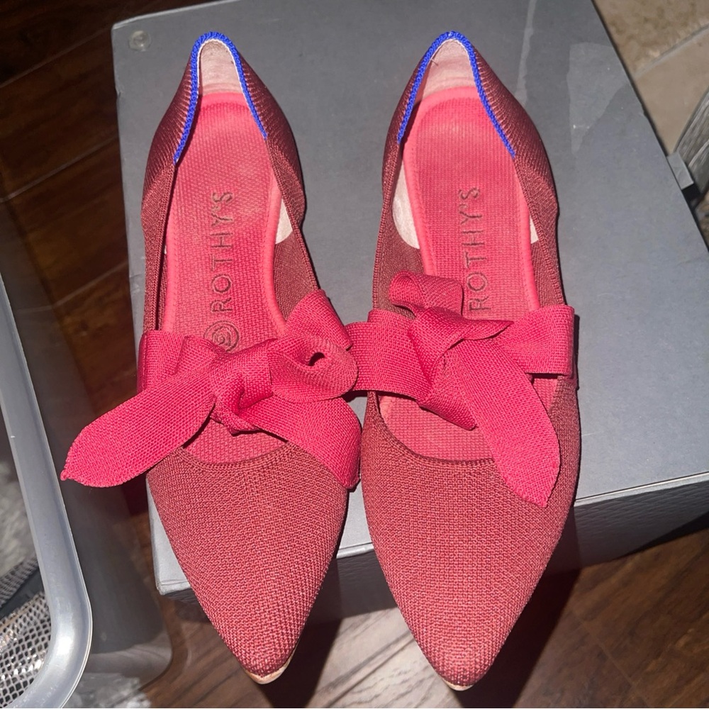 Rothy's Red Flats with Bow Detail